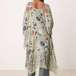 Free People Magic Dance border print kimono in moss green